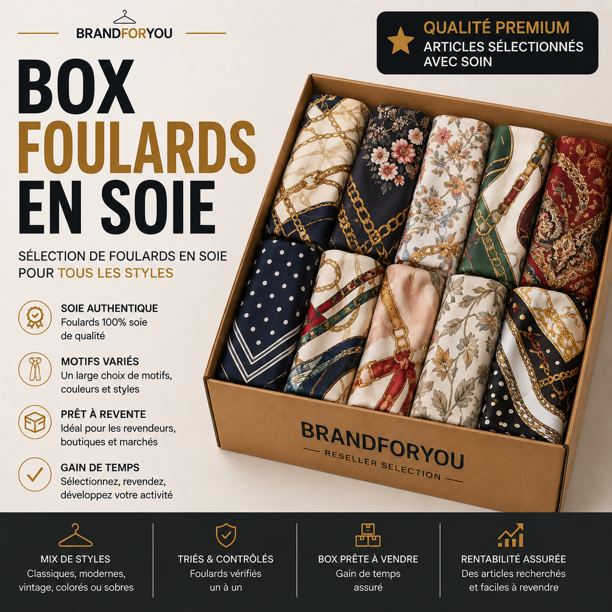 Box Foulards en soie: 10 achetés= 5 offerts